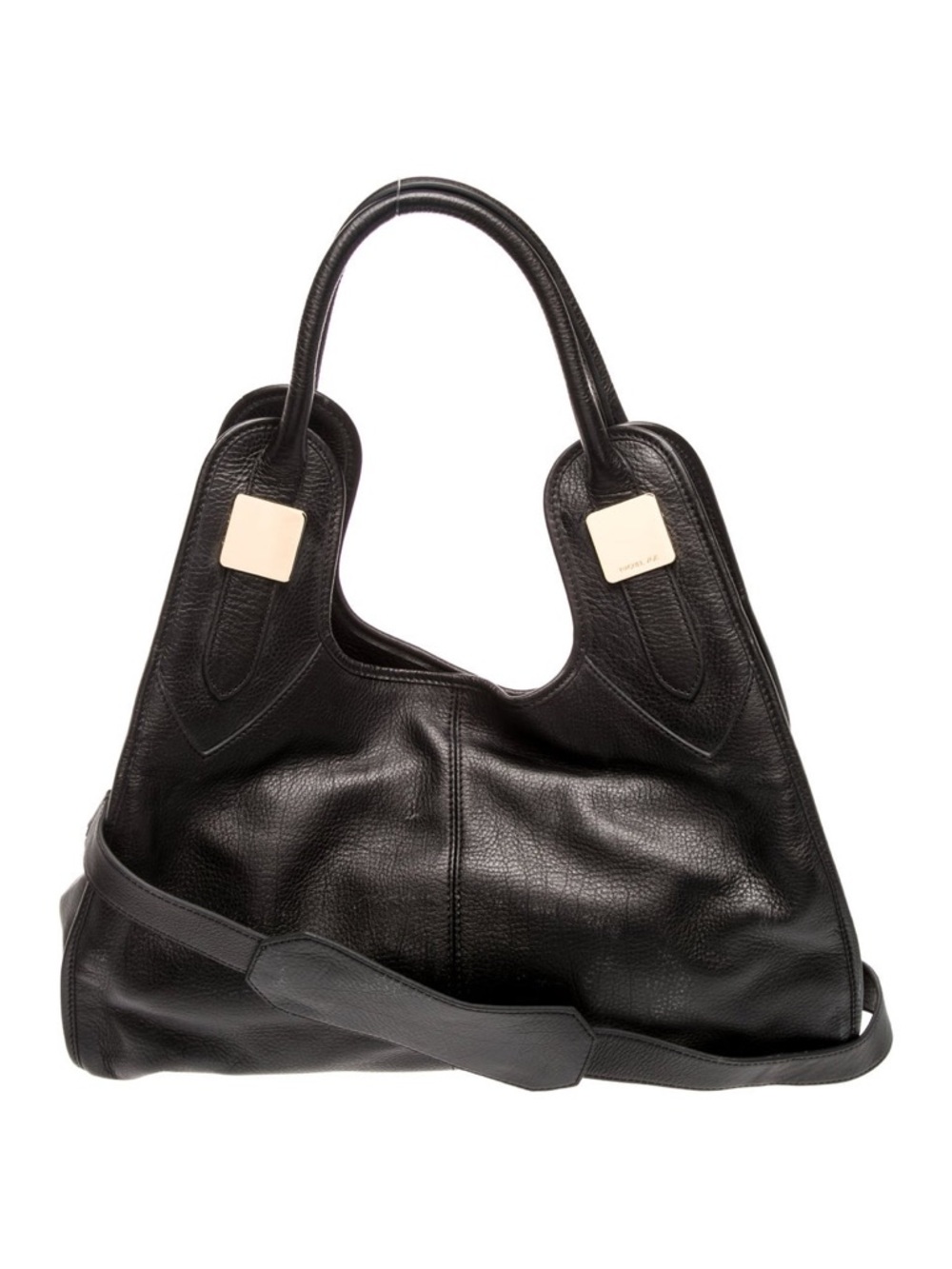Rachel Zoe Black Leather Hobo Bag with Gold Accents